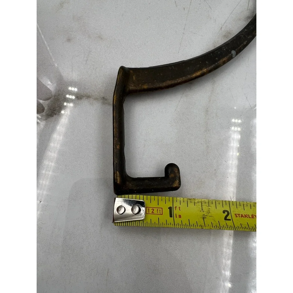 Vintage Brass Double Wall Hooks Pair Antique Patina Heavy Duty Coat Hat Hooks